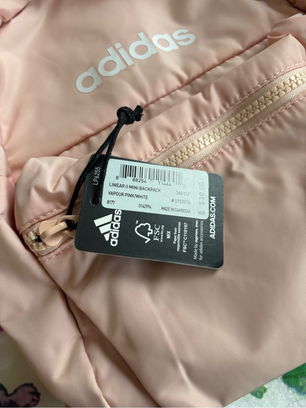 Adidas Linear II Mini Backpack in Vapour Pink - Picture 3 of 3